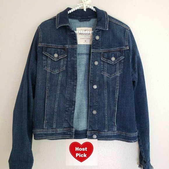 Hollister Denim Jacket Dark Wash Advanced Stretch Denim Jacket M - Picture 1 of 5